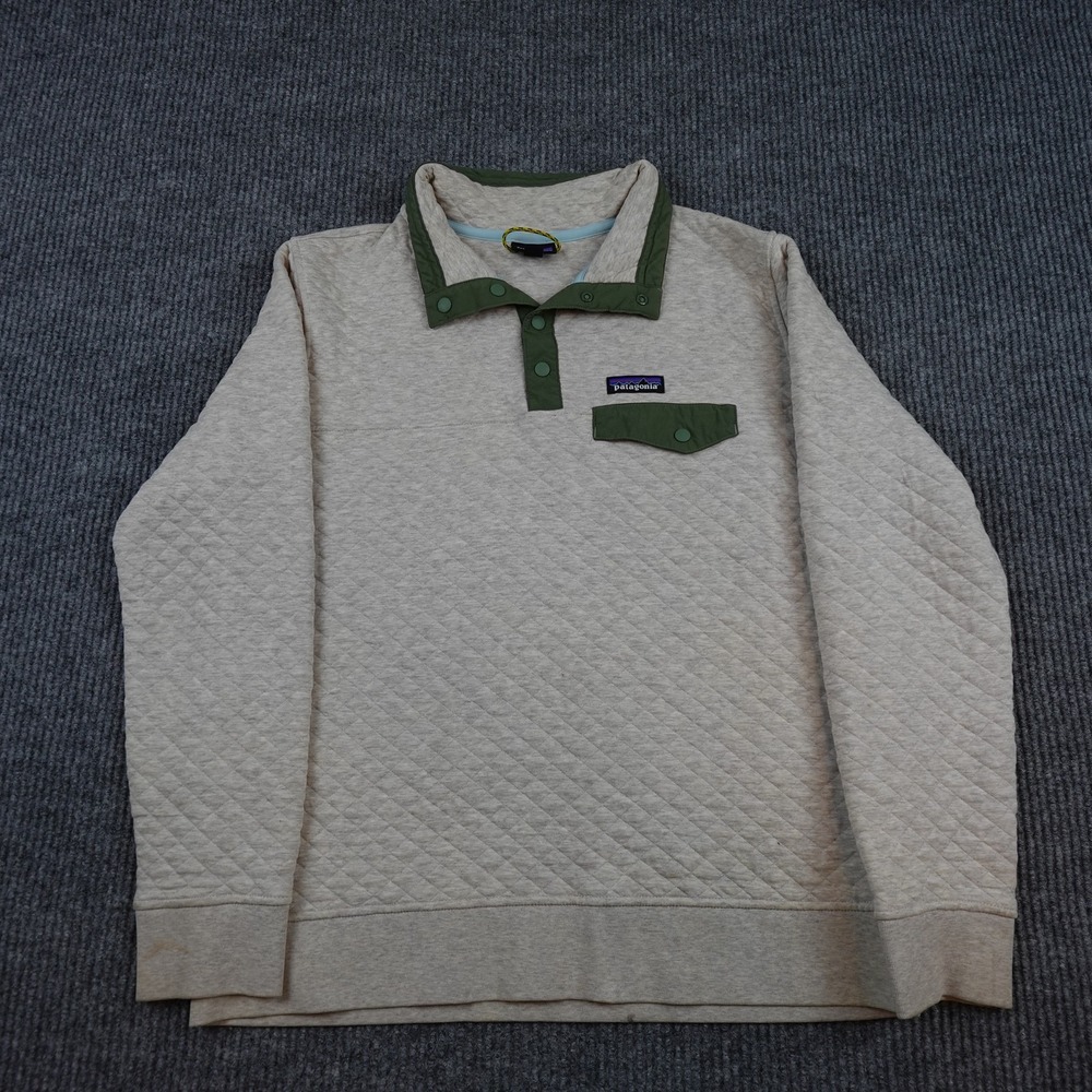 Patagonia Quilt Snap-T Sweatshirt Mens Large Beige Green Pullover STY25281